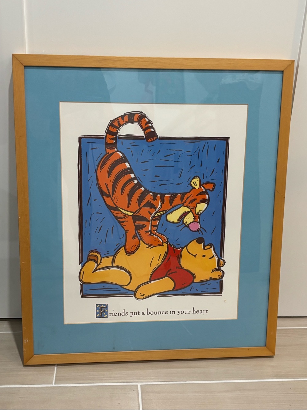 Disney Blue, Yellow, Orange Winnie the Pooh & Tigger Print